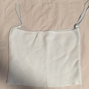 La Hearts Baby Blue Ribbed Cropped Tube Top